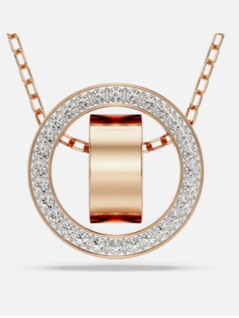 Swarovski Women's Pendant Necklace Double Charm Rose Gold